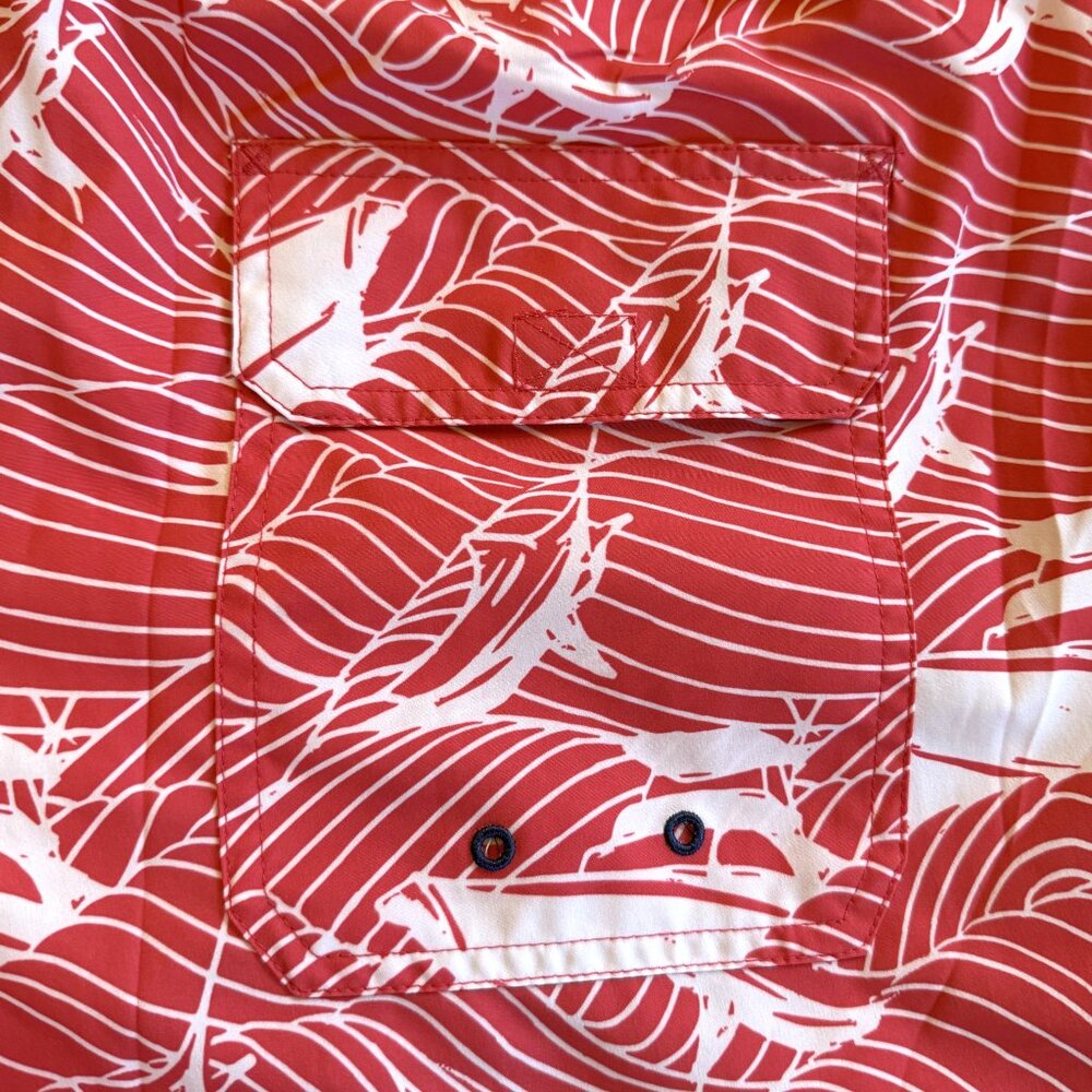 Vineyard Vines Swim Trunks Mens LARGE 7” Pink Printed Drawstring Sail Boats Fish - Picture 4 of 8